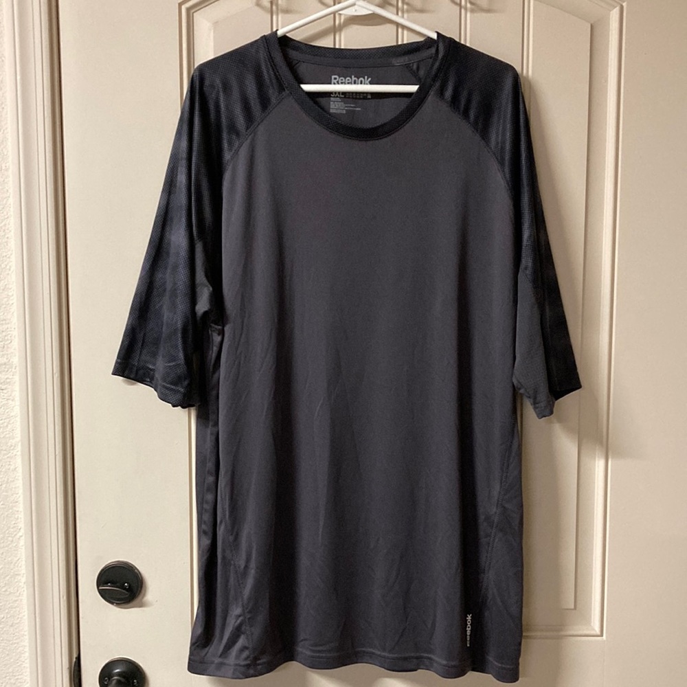 Reebok Classic Mens Size 3X Gray Black Jersey Breathable Short Sleeves Crew Neck